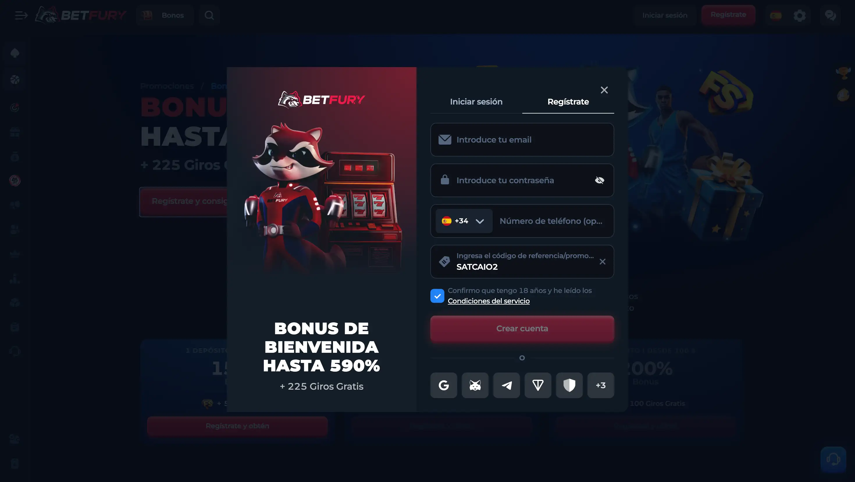 Promociones y bonos especiales de BetFury